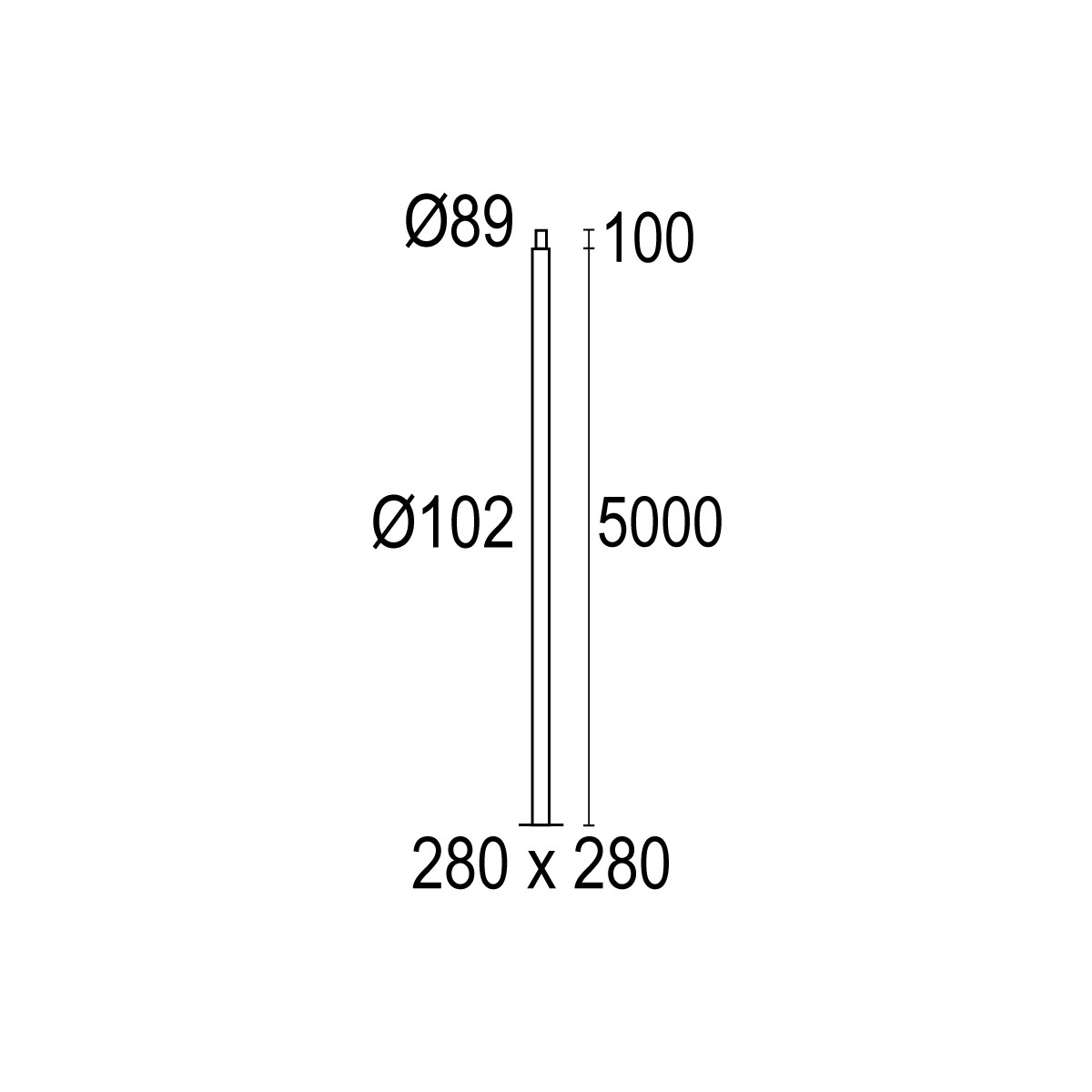 Postes cilíndricos com base Ø102 5m